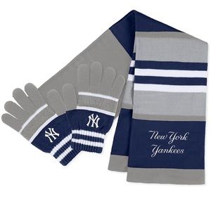 New York Yankees WEAR by Erin Andrews Women's Stripe Glove & Scarf Set